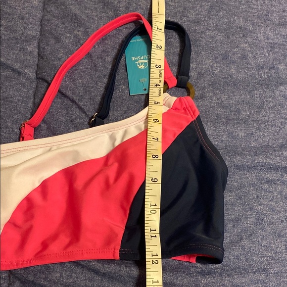 Cupshe Pink. White. Navy Blue Colorblock Bikini Set - Picture 4 of 7